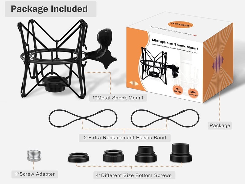 boseen Microphone Shock Mount Mic Holder - Anti Vibration Spider Shockmount Compatible with Many Condenser Mics Like AT2020 MXL 770 MXL 990 Samson G Track Pro Rode Procaster NT1-A Neumann U87 etc. - Image 2
